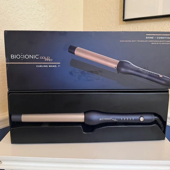 Bio Ionic Gold Pro 1" Curling Wand - Rose Gold Barrel Curling Iron Hair Health - Picture 3 of 15